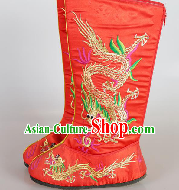 Asian Chinese Beijing Opera Shoes Emperor Red Embroidered Boots Traditional Peking Opera Shoes Asian Chinese Beijing Opera Shoes Emperor Red Embroidered Boots Traditional Peking Opera Shoes