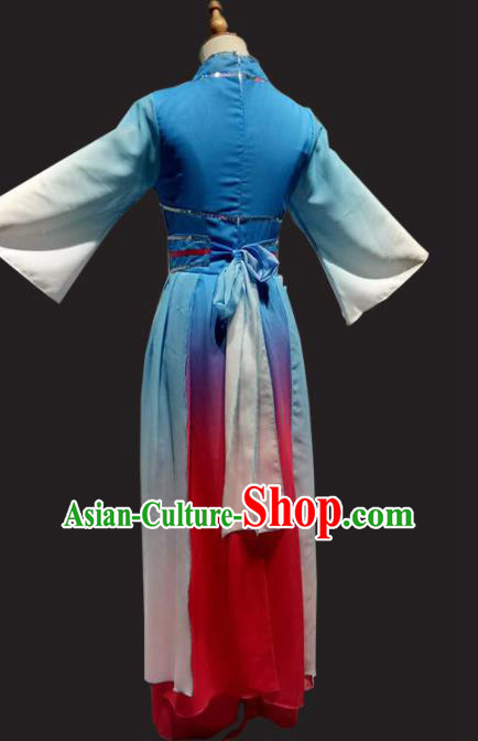 Traditional Chinese Classical Dance Costume Folk Dance Blue Dress for Women Traditional Chinese Classical Dance Costume Folk Dance Blue Dress for Women