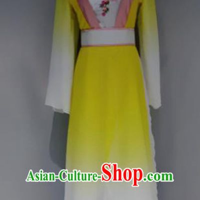 Traditional Chinese Classical Dance Costume Folk Dance Yellow Dress for Women