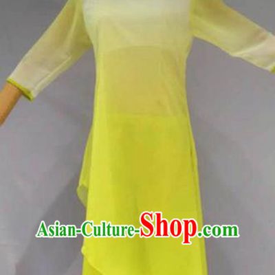 Traditional Chinese Folk Dance Costume China Yangko Dance Yellow Clothing for Women