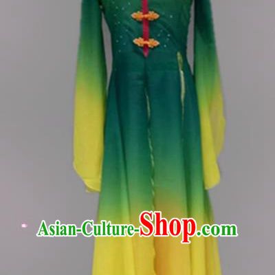 Traditional Chinese Classical Dance Costume China Umbrella Dance Green Dress for Women