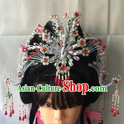 Asian Chinese Beijing Opera Hair Accessories Ancient Princess Tassel Phoenix Coronet Hairpins for Women