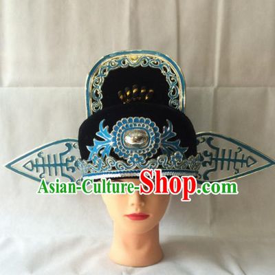 Asian Chinese Beijing Opera Niche Headwear Ancient County Magistrate Hat for Men
