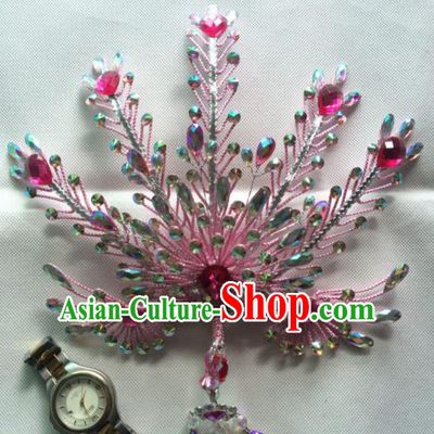 Asian Chinese Beijing Opera Actress Hair Accessories Ancient Princess Pink Phoenix Hairpins for Women