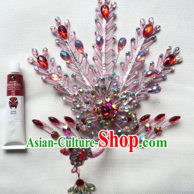 Asian Chinese Beijing Opera Actress Hair Accessories Hair Clip Ancient Princess Pink Phoenix Hairpins for Women