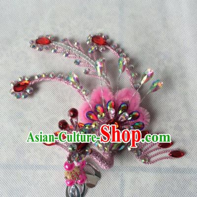Asian Chinese Beijing Opera Hair Accessories Hair Clip Ancient Princess Pink Phoenix Hairpins for Women