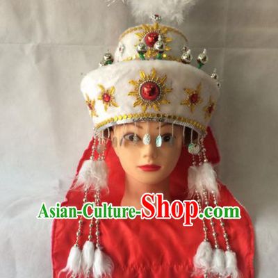 Asian Chinese Beijing Opera Actress Hair Accessories Ancient Hui Ethnic Princess Hat for Women