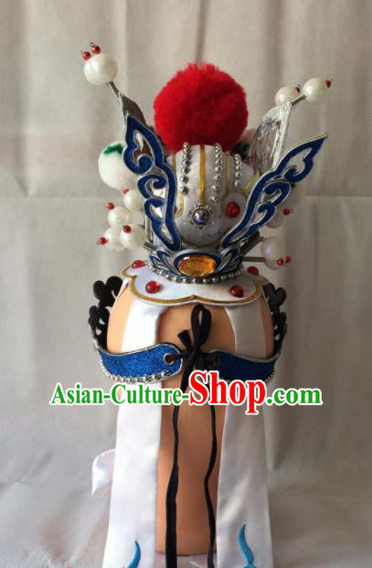 Asian Chinese Beijing Opera Niche Headwear Ancient Prince Blue Hat for Men Asian Chinese Beijing Opera Niche Headwear Ancient Prince Blue Hat for Men