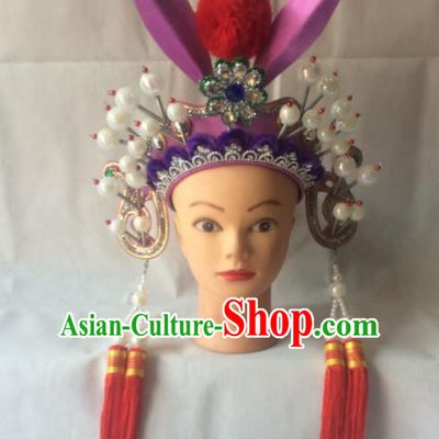 Asian Chinese Beijing Opera Hair Accessories Ancient Female Warrior Helmet for Women