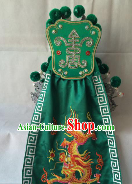 Asian Chinese Traditional Beijing Opera Headwear Ancient General Green Helmet for Men Asian Chinese Traditional Beijing Opera Headwear Ancient General Green Helmet for Men