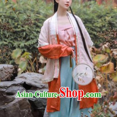 Traditional Chinese Ancient Song Dynasty Female Historical Costume Blouse and Pants Complete Set