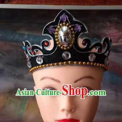 Asian Chinese Traditional Beijing Opera Takefu Headwear Ancient Prince Black Head Crown for Men