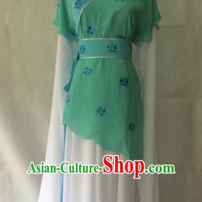 Traditional Chinese Beijing Opera Young Lady Costume Ancient Peri Green Dress for Women