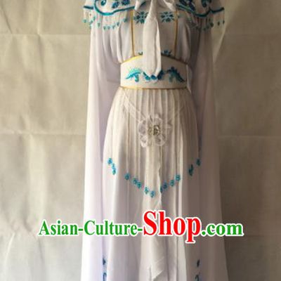 Traditional Chinese Beijing Opera Diva Costume Ancient Peri White Dress for Women