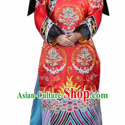 Traditional Chinese Beijing Opera Actress Costume Ancient Qing Dynasty Queen Red Dress for Women
