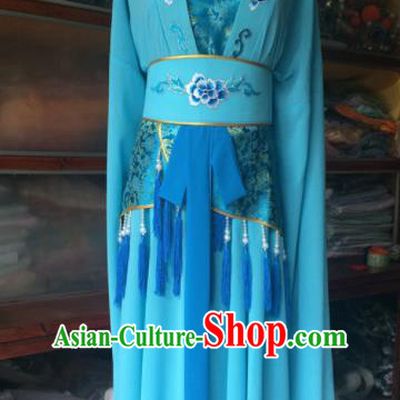 Traditional Chinese Beijing Opera Diva Costume Ancient Peri Blue Dress for Women