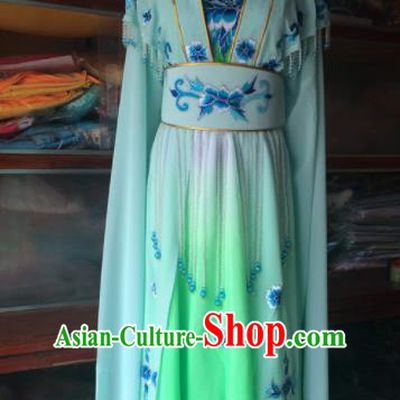 Traditional Chinese Beijing Opera Diva Costume Ancient Peri Princess Green Dress for Women