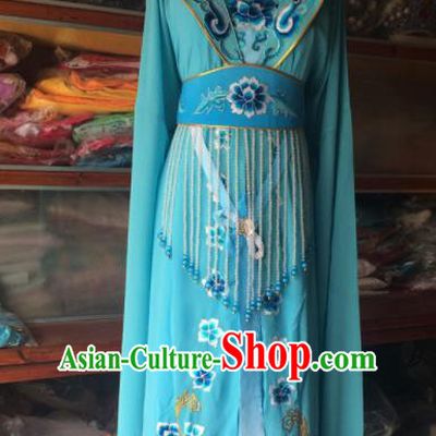 Traditional Chinese Beijing Opera Princess Costume Ancient Peri Blue Dress for Women
