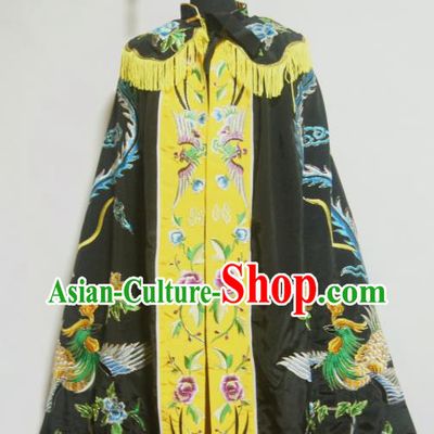 Traditional Chinese Beijing Opera Actress Costume Ancient Princess Embroidered Black Cloak for Women