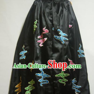 Traditional Chinese Beijing Opera Actress Costume Ancient Princess Embroidered Clouds Black Cloak for Women