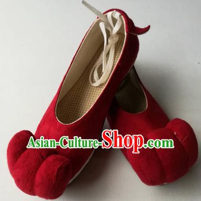 Asian Chinese Traditional Shoes Ancient Song Dynasty Red Shoes Hanfu Shoes for Women