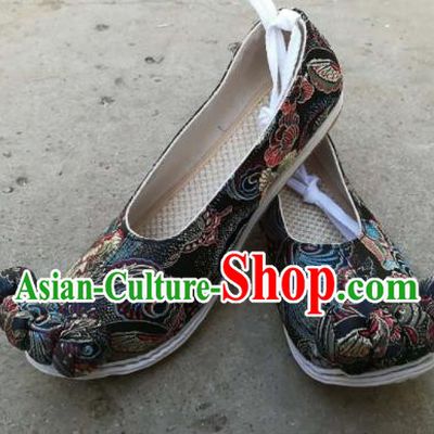 Asian Chinese Traditional Shoes Ancient Song Dynasty Princess Black Shoes Hanfu Shoes for Women