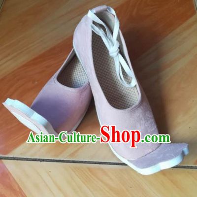 Asian Chinese Traditional Shoes Ancient Han Dynasty Pink Shoes Princess Hanfu Shoes for Women