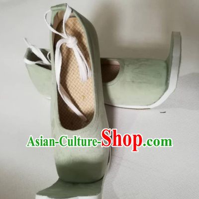 Asian Chinese Traditional Shoes Ancient Han Dynasty Princess Green Shoes Hanfu Shoes for Women