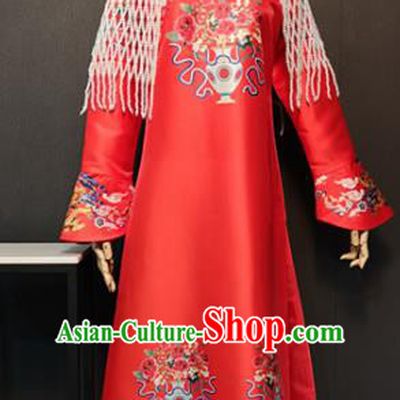 Traditional Chinese Ancient Drama Qing Dynasty Imperial Concubine Red Costume for Women