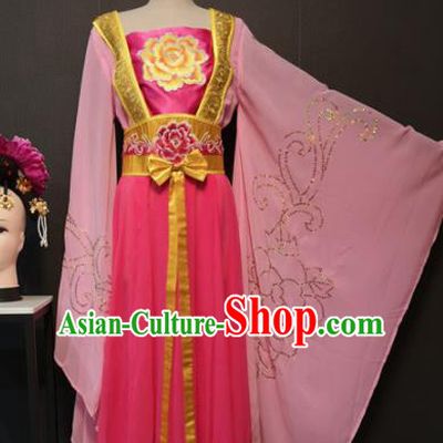 Asian Chinese Traditional Classical Dance Costume Ancient Peri Pink Dress for Women