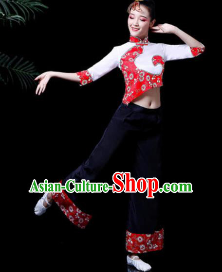 Traditional Chinese Folk Dance Costume Group Dance Yanko Dance Clothing for Women Traditional Chinese Folk Dance Costume Group Dance Yanko Dance Clothing for Women