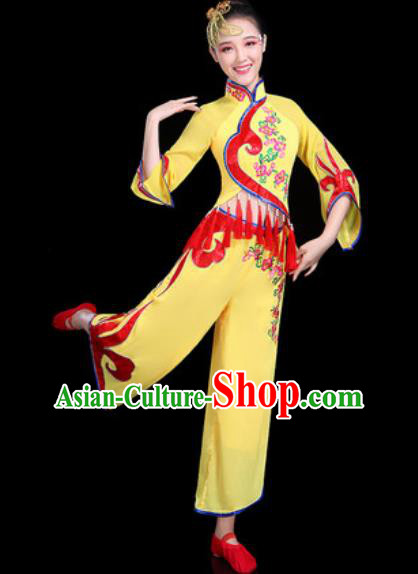 Chinese Traditional Folk Dance Yangko Dance Costume Fan Dance Yellow Clothing for Women Chinese Traditional Folk Dance Yangko Dance Costume Fan Dance Yellow Clothing for Women