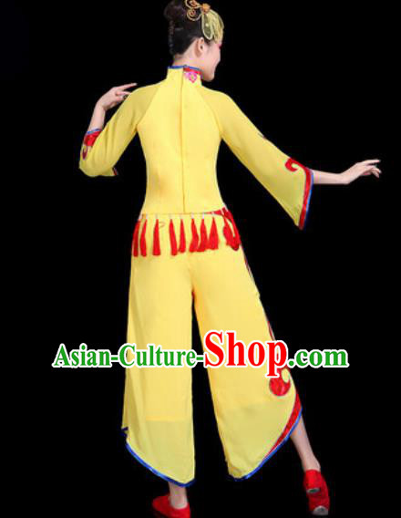 Chinese Traditional Folk Dance Yangko Dance Costume Fan Dance Yellow Clothing for Women Chinese Traditional Folk Dance Yangko Dance Costume Fan Dance Yellow Clothing for Women