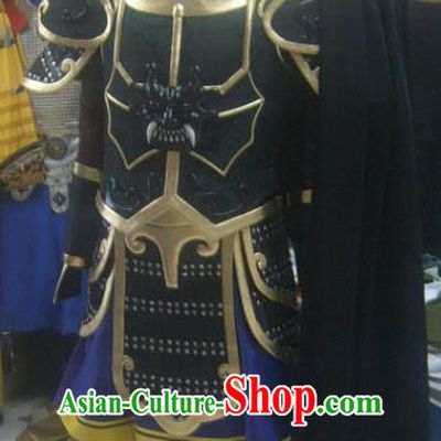 Chinese Han Dynasty Drama Warrior Costume Ancient General Body Armor and Helmet Complete Set