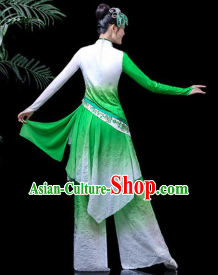 Traditional Chinese Folk Dance Costume Fan Dance Green Clothing for Women Traditional Chinese Folk Dance Costume Fan Dance Green Clothing for Women