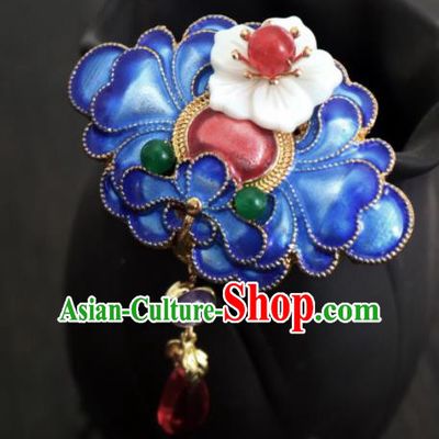 Chinese Ancient Palace Jewelry Accessories Traditional Classical Blueing Brooch for Women