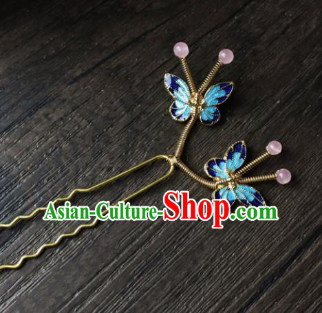 Chinese Ancient Palace Hair Accessories Traditional Classical Blueing Butterfly Hairpins for Women Chinese Ancient Palace Hair Accessories Traditional Classical Blueing Butterfly Hairpins for Women