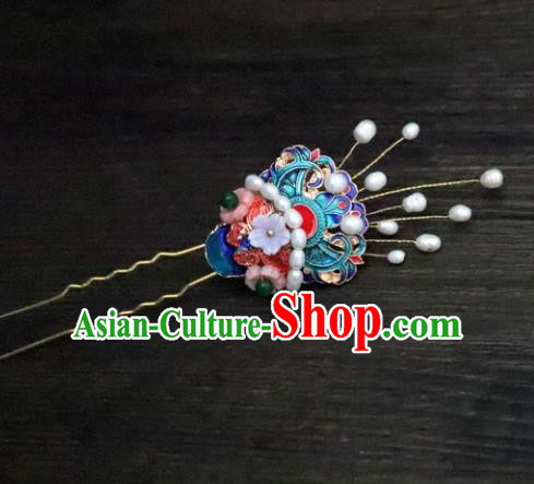 Chinese Ancient Palace Hair Accessories Traditional Classical Blueing Pearls Hairpins for Women Chinese Ancient Palace Hair Accessories Traditional Classical Blueing Pearls Hairpins for Women