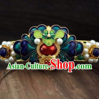 Chinese Ancient Palace Hair Accessories Traditional Classical Blueing Hair Crown Hairpins for Women