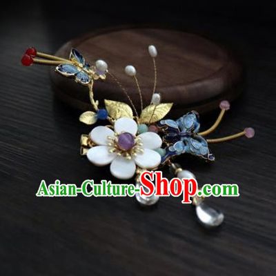 Chinese Ancient Palace Hair Accessories Traditional Classical Blueing Butterfly Hair Claw for Women