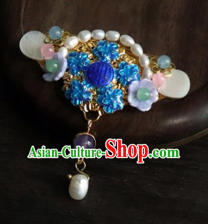 Chinese Ancient Palace Jewelry Accessories Traditional Classical Blueing Pearls Brooch for Women Chinese Ancient Palace Jewelry Accessories Traditional Classical Blueing Pearls Brooch for Women