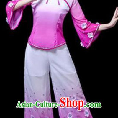 Traditional Chinese Yangko Dance Stage Performance Costume Folk Dance Lilac Clothing for Women