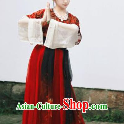 Chinese Traditional Tang Dynasty Historical Costume Ancient Peri Princess Hanfu Dress for Women