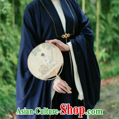 Chinese Ancient Dowager Navy Hanfu Dress Traditional Ming Dynasty Imperial Consort Historical Costume for Women