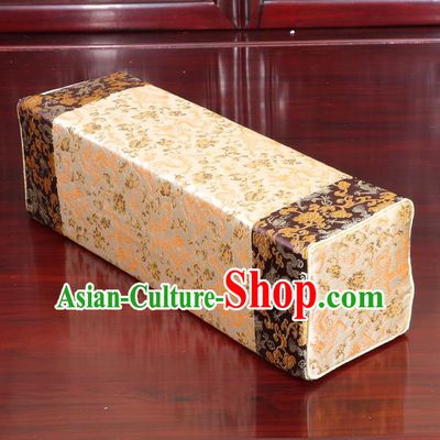 Chinese Traditional Household Accessories Armrest Pillow Classical Dragons Pattern Golden Brocade Pillow