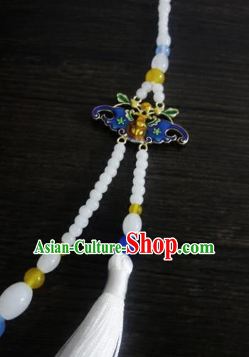 Chinese Ancient Jewelry Accessories Traditional Classical Blueing White Tassel Pendant for Women Chinese Ancient Jewelry Accessories Traditional Classical Blueing White Tassel Pendant for Women