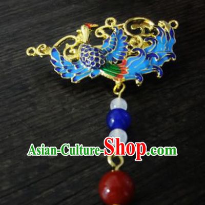 Chinese Ancient Palace Jewelry Accessories Traditional Classical Blueing Tassel Brooch for Women