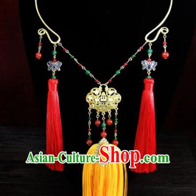 Chinese Ancient Palace Tassel Longevity Lock Jewelry Accessories Traditional Classical Hanfu Necklace for Women