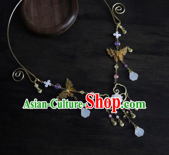Chinese Ancient Palace Jewelry Accessories Traditional Classical Hanfu Lotus Necklace for Women Chinese Ancient Palace Jewelry Accessories Traditional Classical Hanfu Lotus Necklace for Women