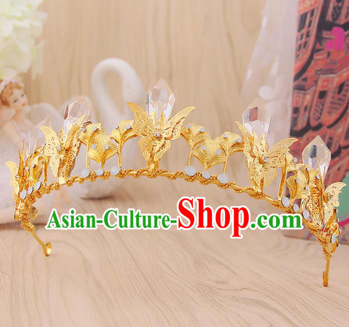 Top Grade Handmade Hair Accessories Classical Golden Butterfly Royal Crown for Women Top Grade Handmade Hair Accessories Classical Golden Butterfly Royal Crown for Women